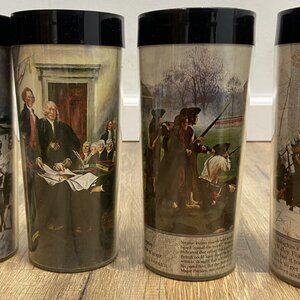 New Open Box USA American Bicentennial lot 4 Thermo Serv Tumblers 1976 West Bend